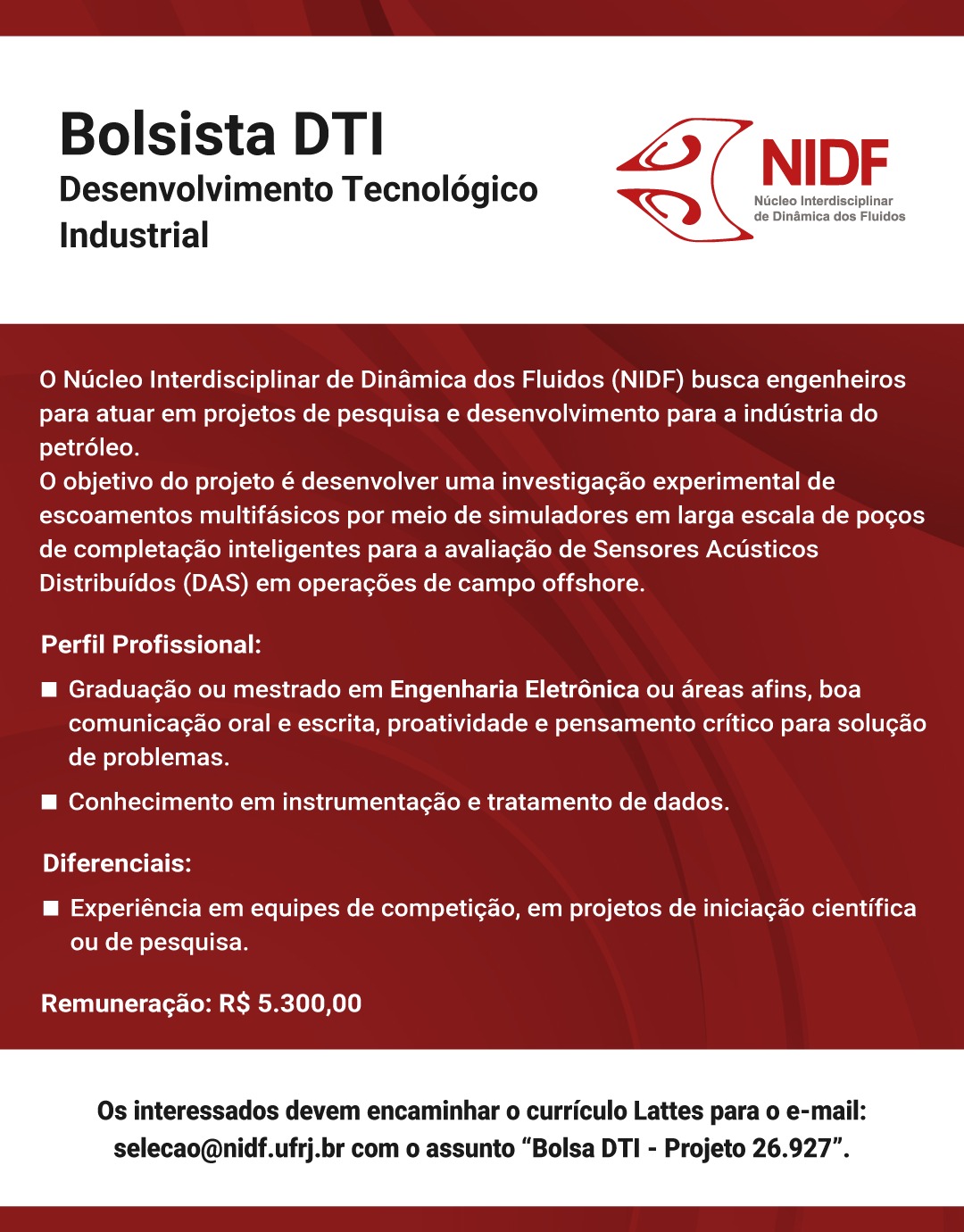 Bolsista DTI – Engenharia Eletrônica – Projeto 26.927